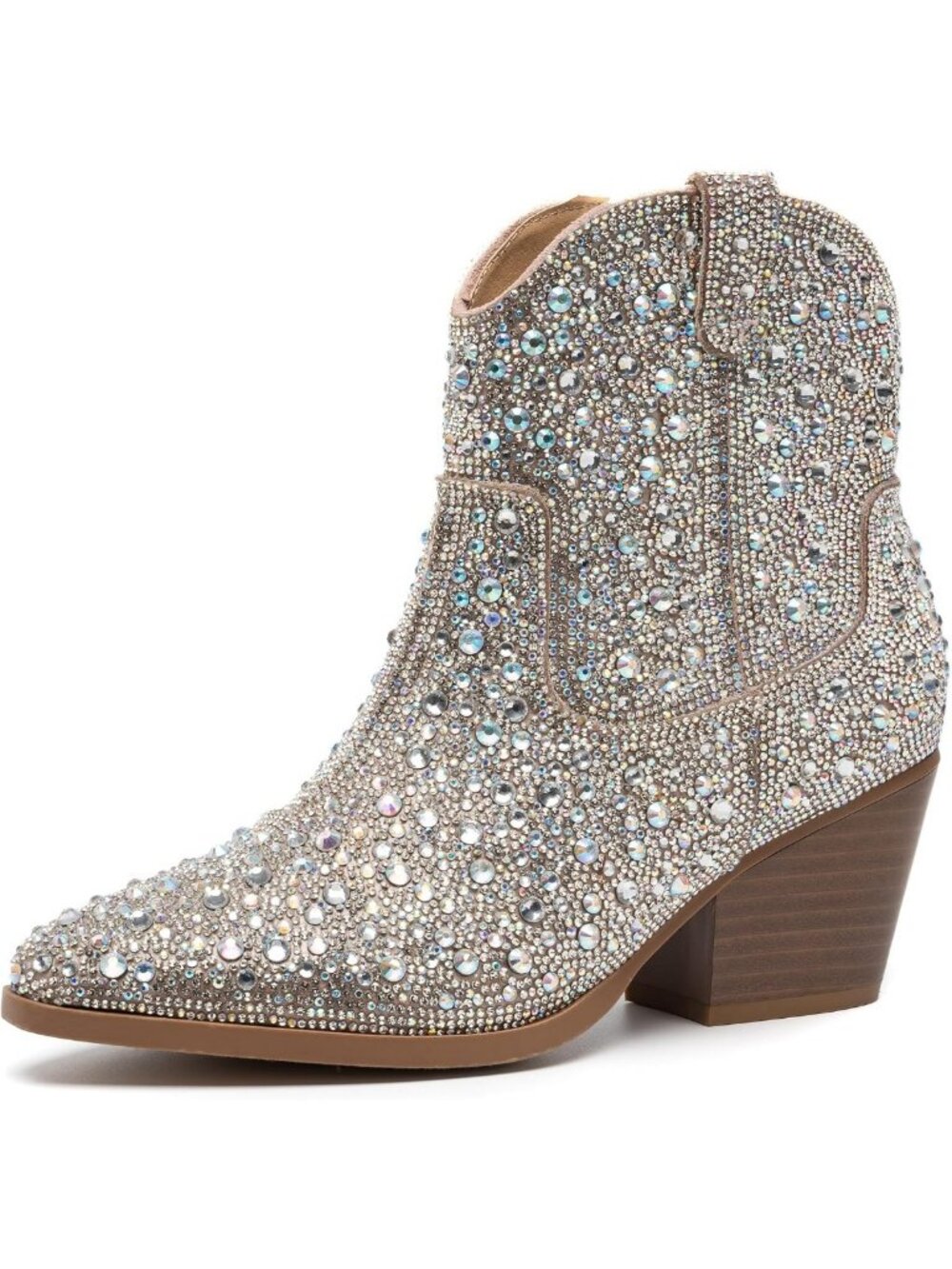 Sparkly Rhinestone Ankle Boots | Glitter Cowboy Booties for Women